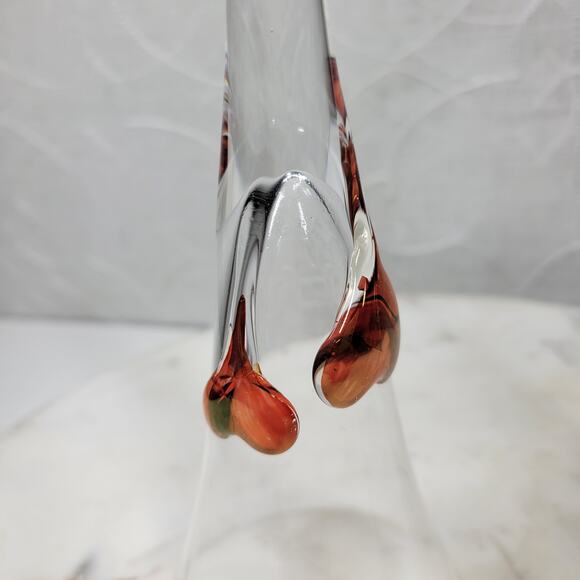Heart Champagne Flutes 11.5" Red Bohemia Blown Glass Wedding Toast Set of 2 - Picture 8 of 16